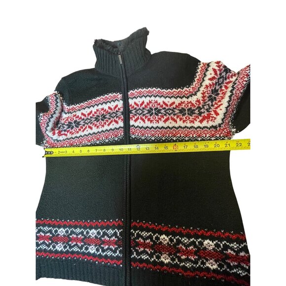 Carolyn Taylor Women's Nordic Winter Sweater Winter Holiday Zip Faux Fur Size XL - Picture 11 of 16